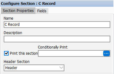 Footer Section that is used for the C Record Type.  The section is named C Record.